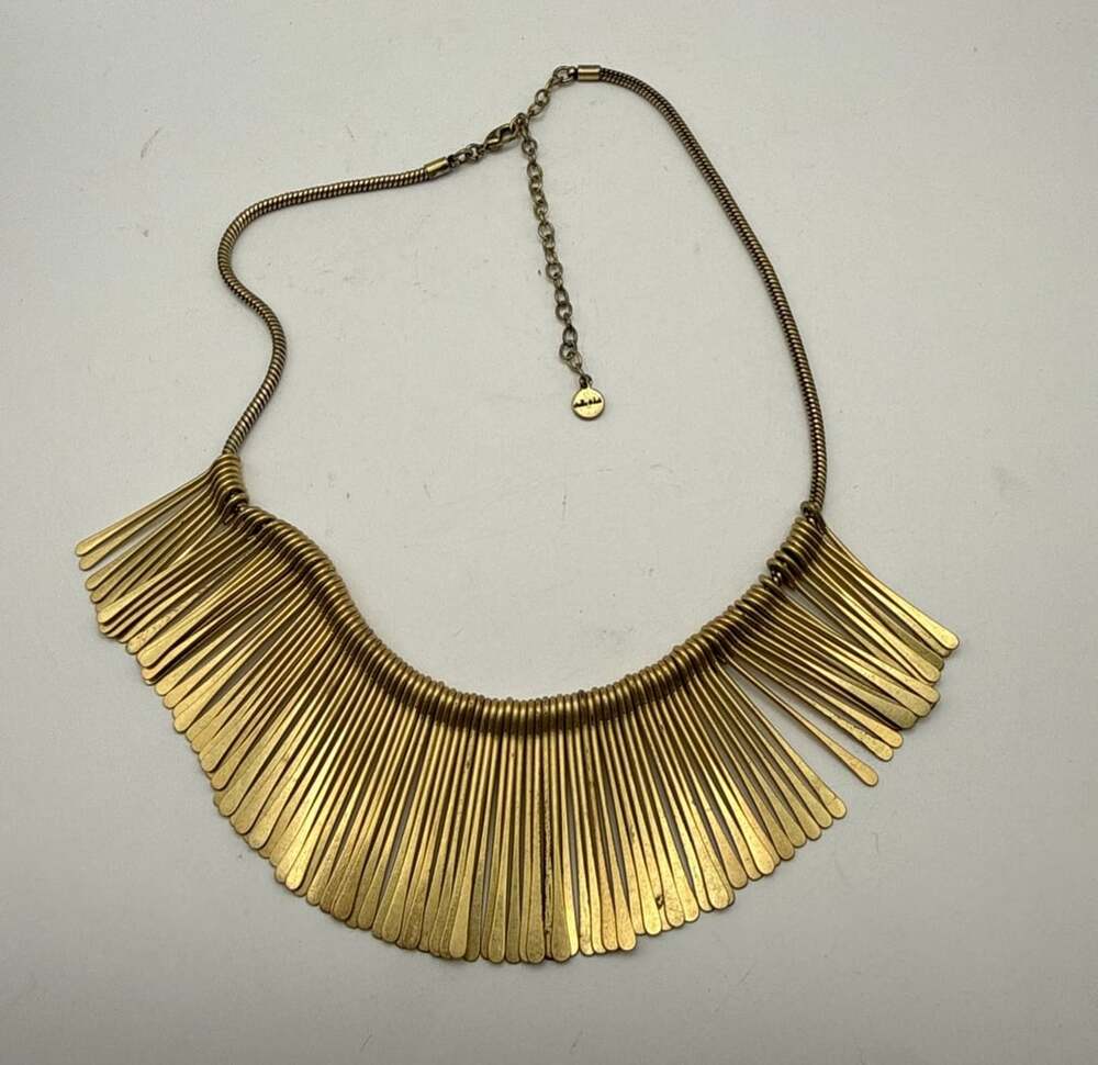 Stella & Dot Essential Fringe Gold Necklace Statement Collar N553G